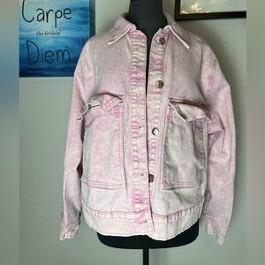 Light Pink Acid Wash Jean Jacket